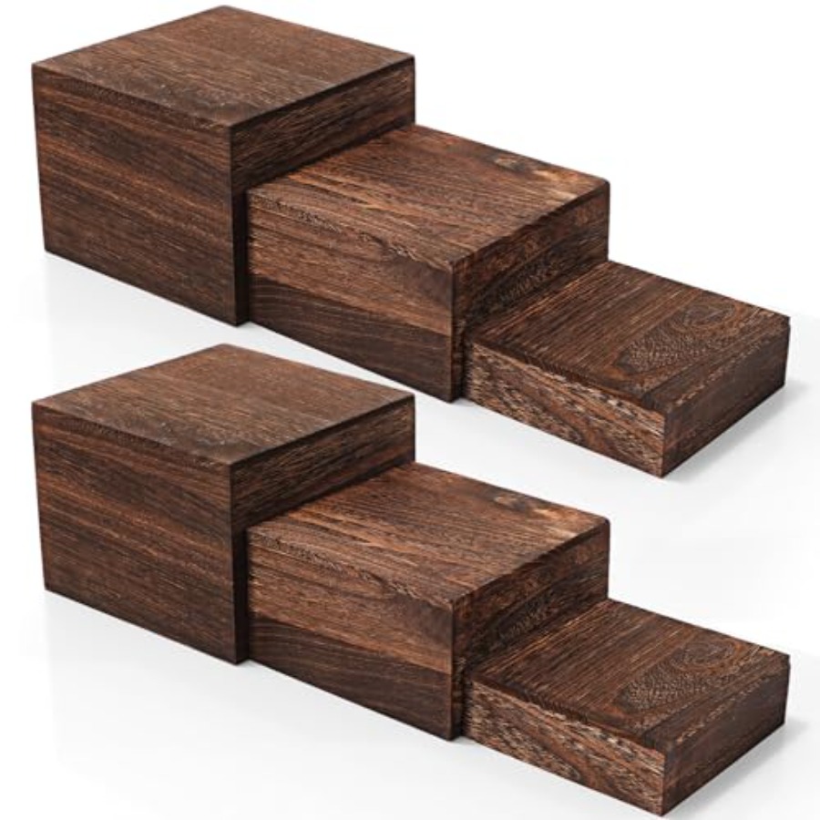 6 Pcs Wood Display Risers Rust – обзор и цена Display Risers Set