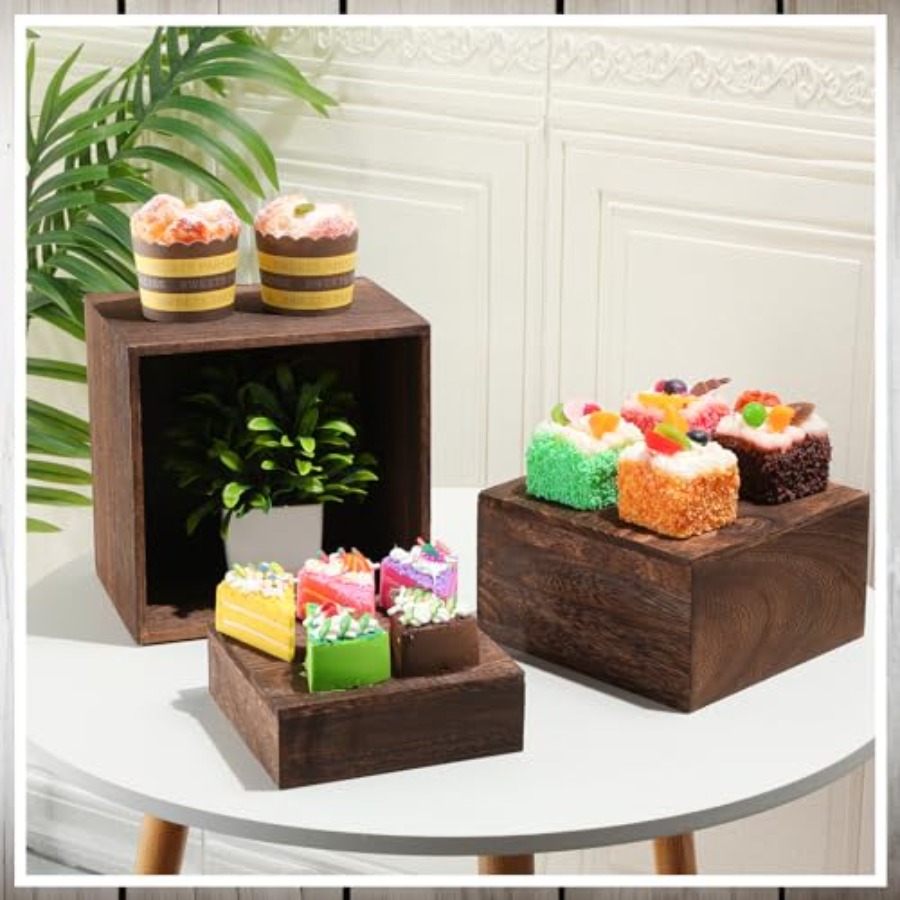 6 Pcs Wood Display Risers Rust – обзор и цена Display Risers Set
