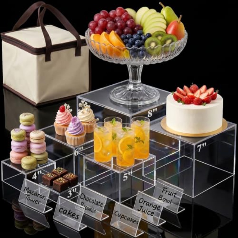 6PCS Clear and Buffet Risers w – обзор и цена Display Risers Set
