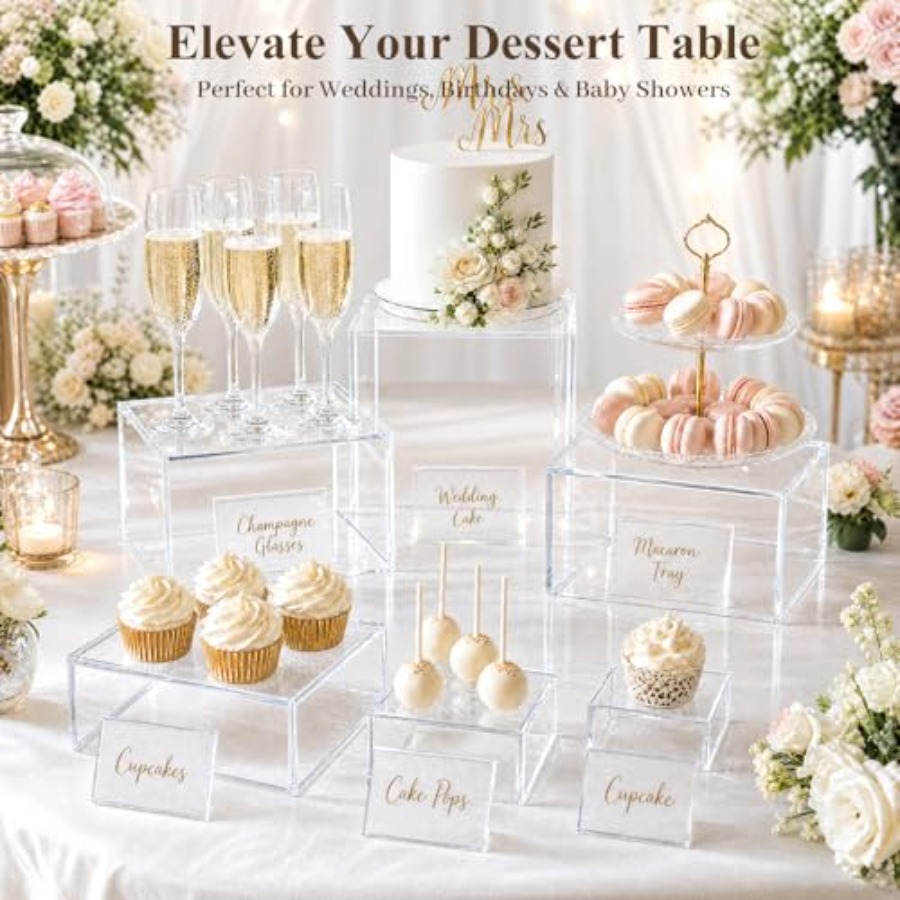 6PCS Clear and Buffet Risers w – обзор и цена Display Risers Set