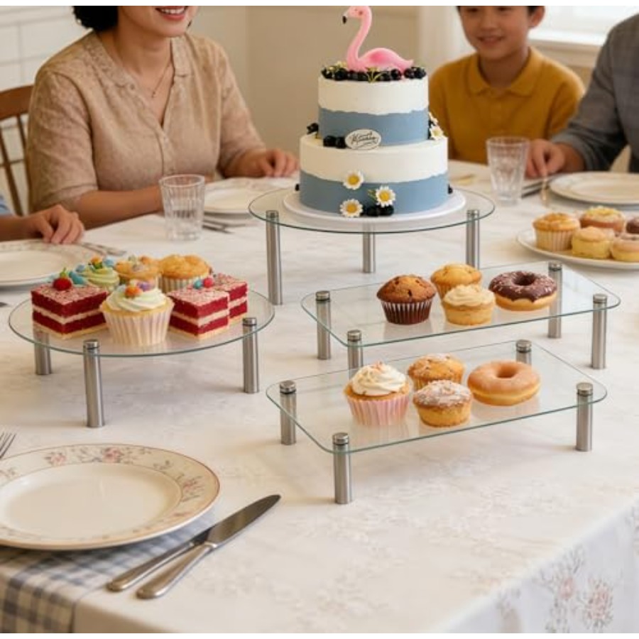 Tempered Glass Cake Stands Set – обзор и цена Display Risers Set