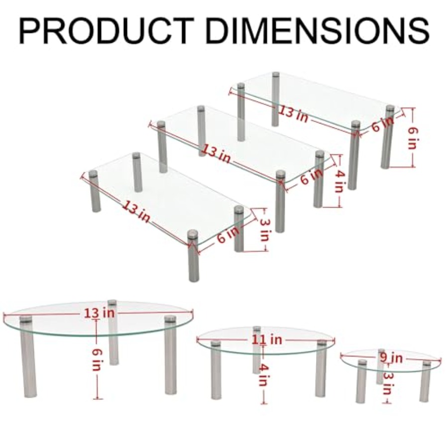 Tempered Glass Cake Stands Set – обзор и цена Display Risers Set