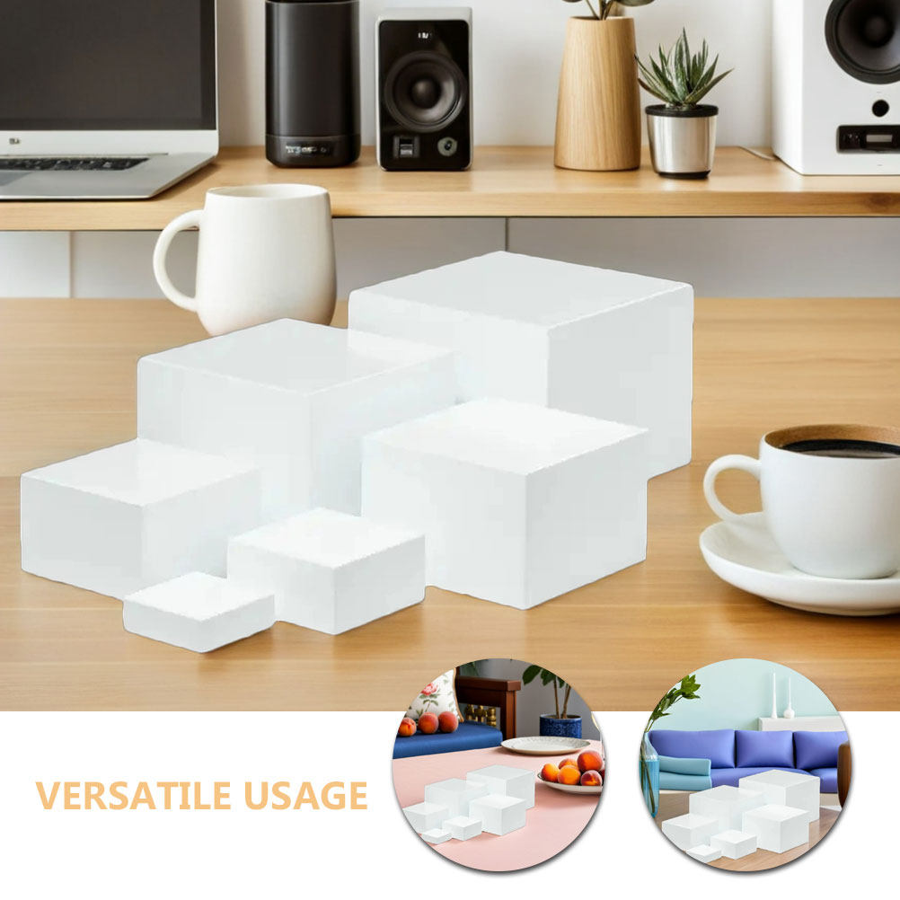 6Pcs Minimalist White Plastic  – обзор и цена Display Risers Set